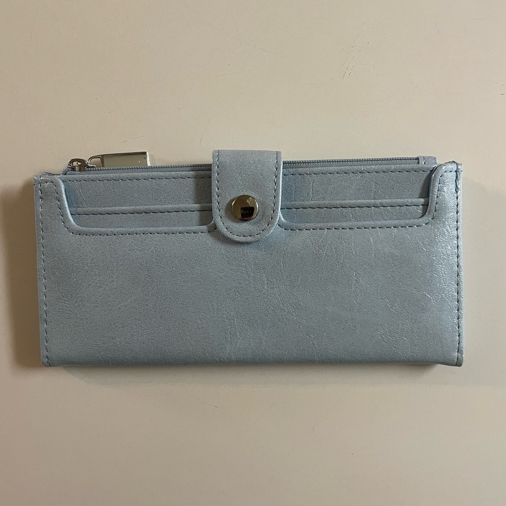 Light Blue Wallet with Snap Closure